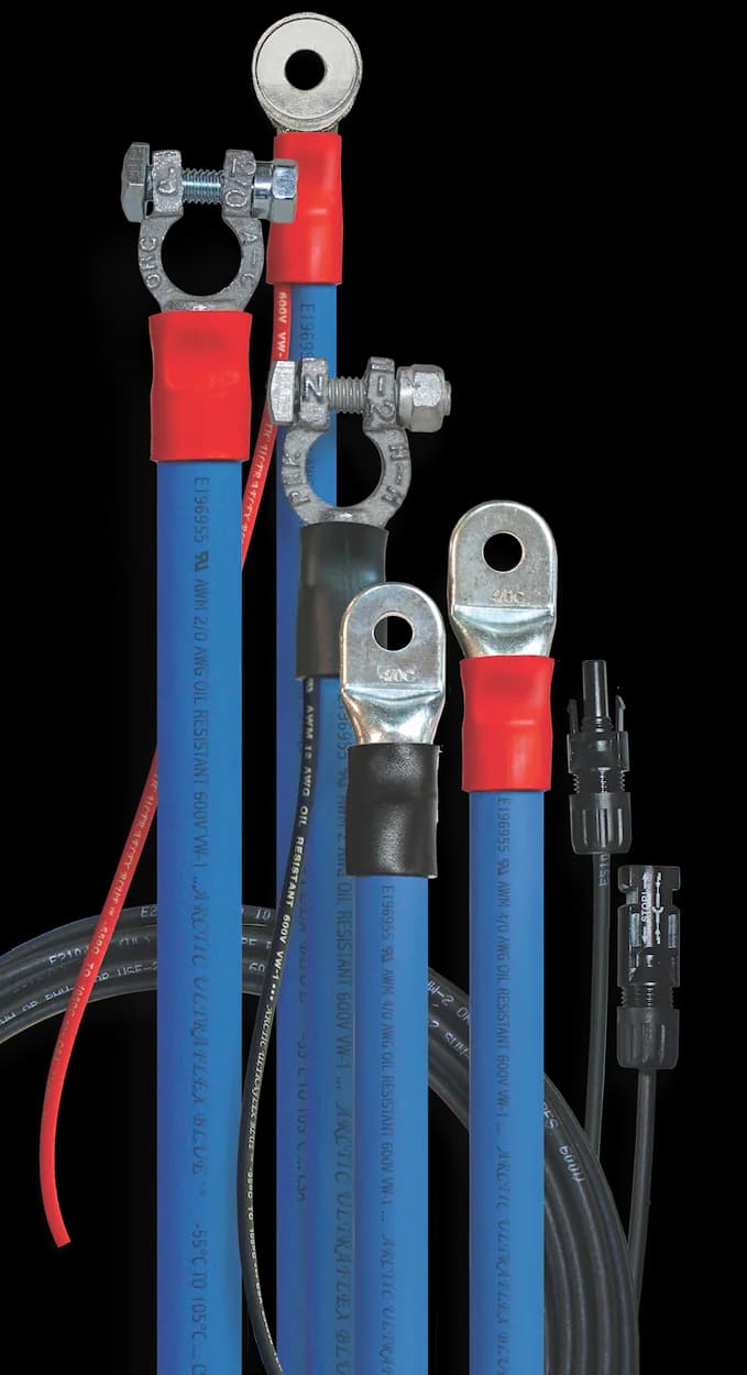 Polar Wire battery cables with lugs and heat shrink