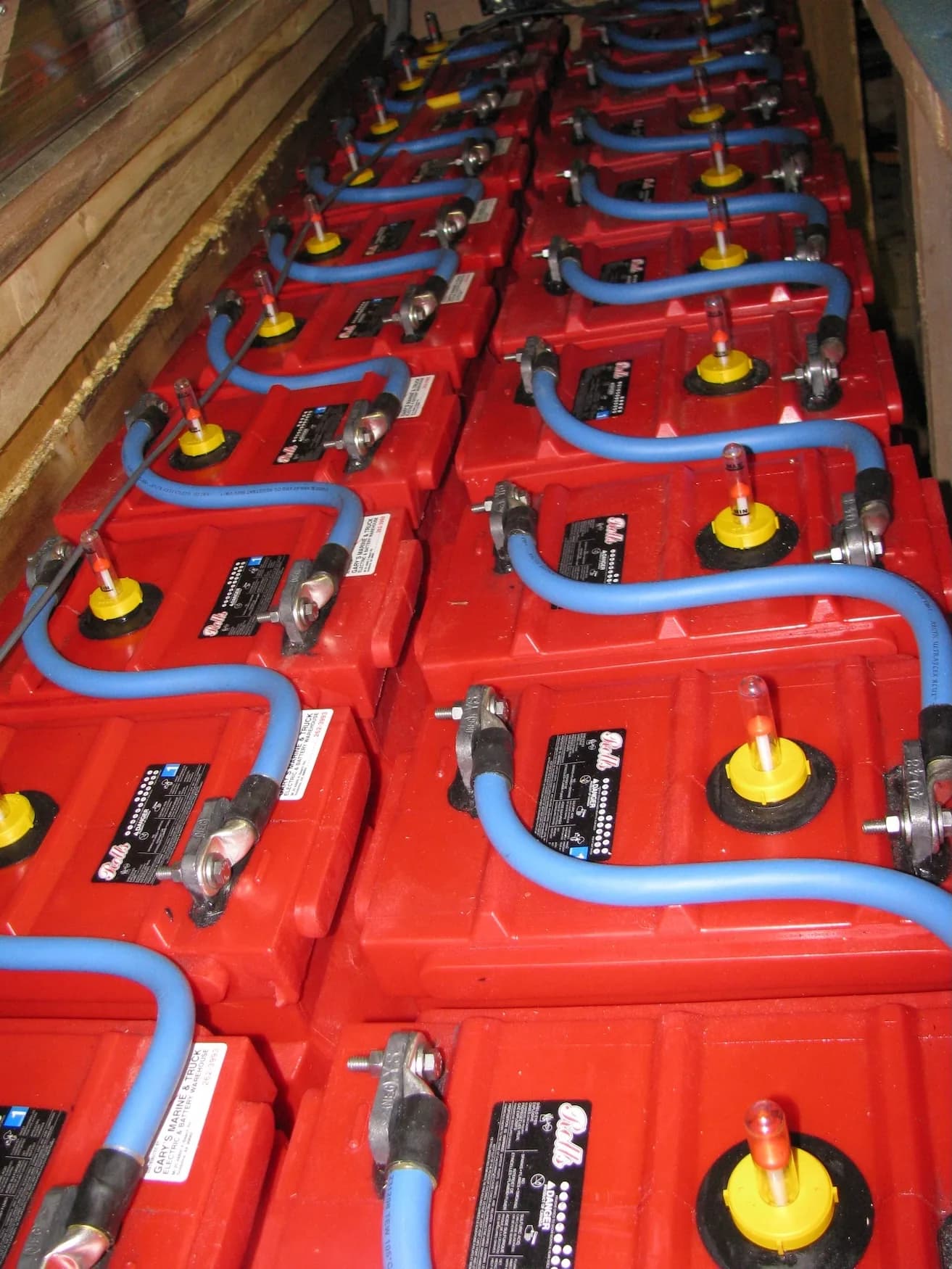 Battery bank with Polar Wire cable attached