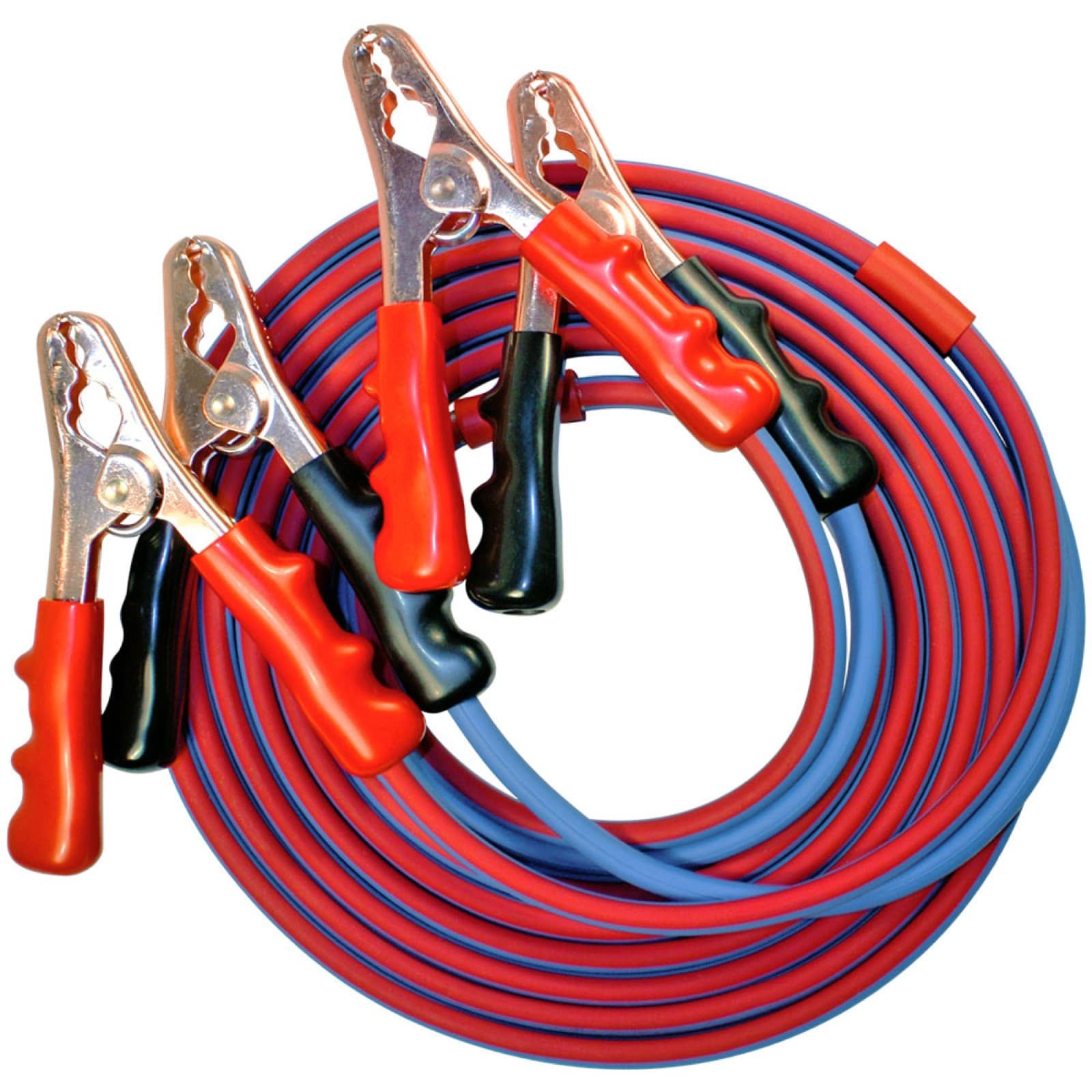 Arctic Superflex Blue jumper cables coiled with red and black clamps