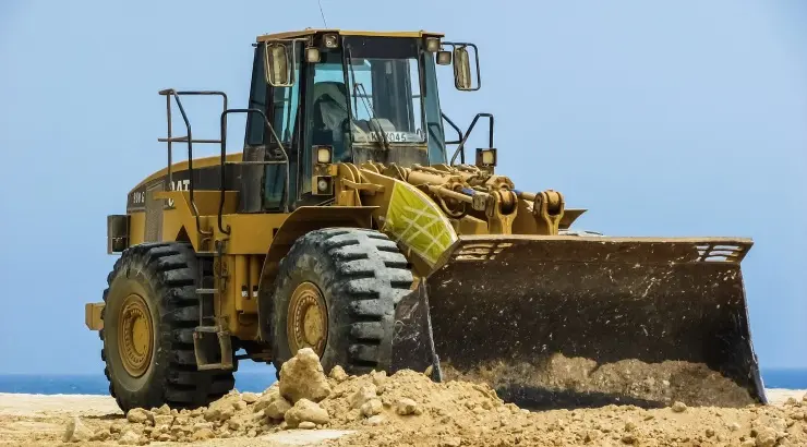Heavy wheeled equipment working open ground