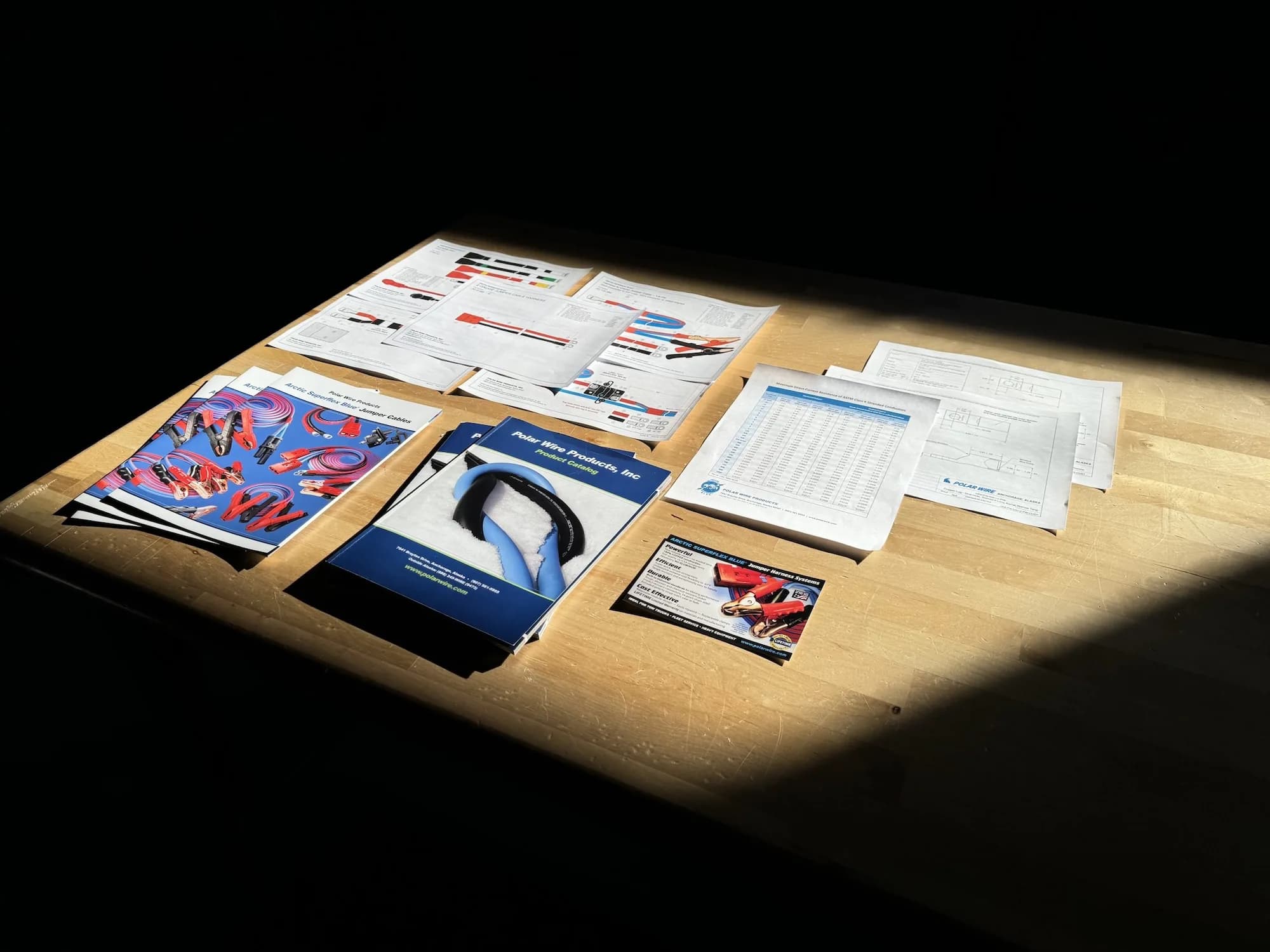 Polar Wire catalog on a table
