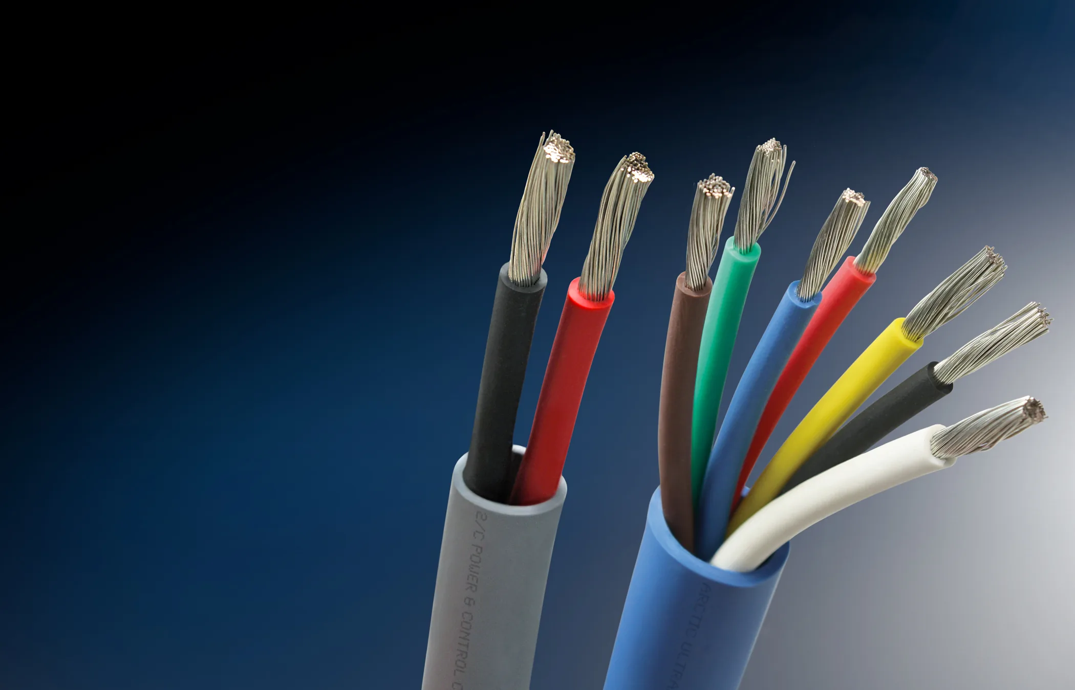Polar Wire Premium Trailer Cable, jackets cut back to tinned copper conductors