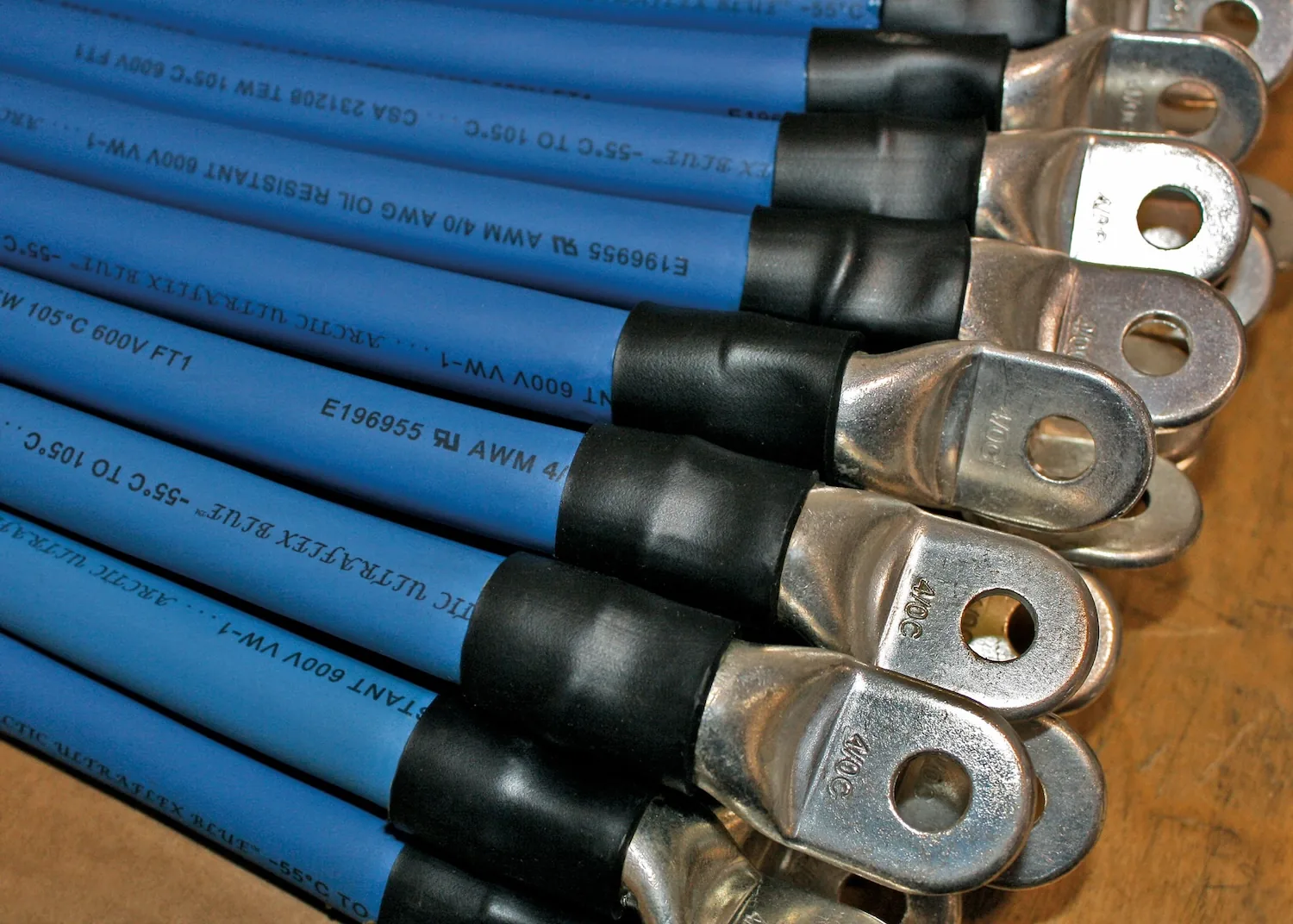 Arctic Ultraflex Blue cable terminated with copper lugs