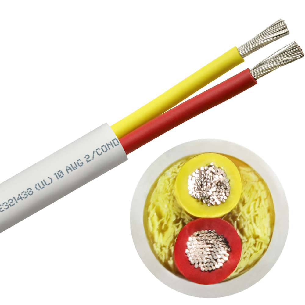 Round DC duplex boat cable, yellow and red tinned conductors