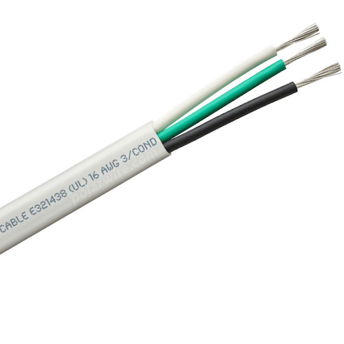 White triplex boat cable, tinned conductors