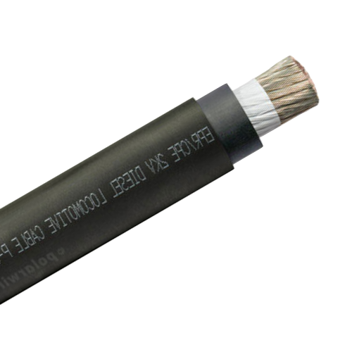 DLO cable, black CPE jacket cut back to tinned copper